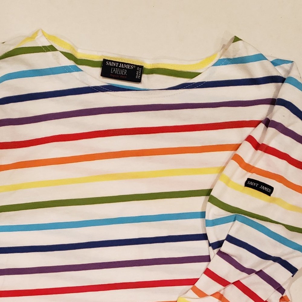 Saint James Striped Rainbow Shirt Medium Women or Men